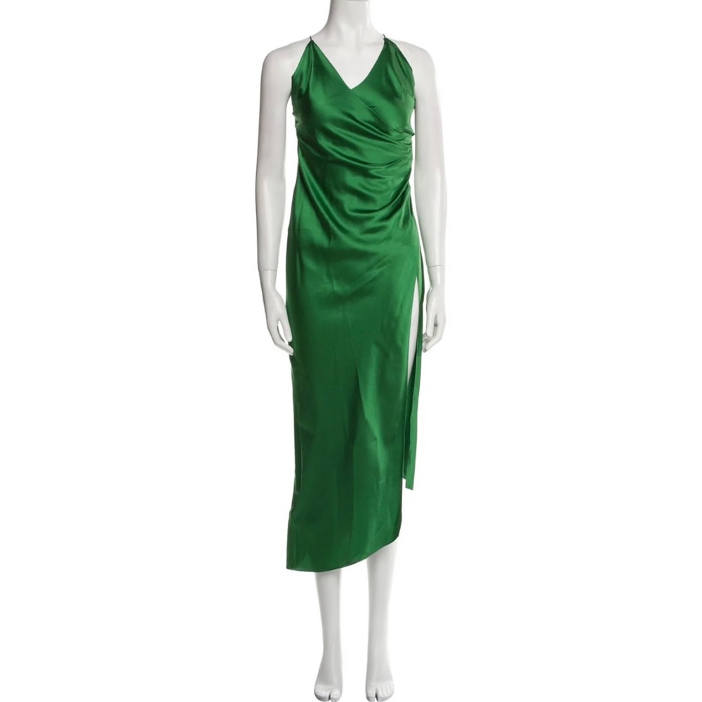 SER.O.YA Silk Long Dress in Green